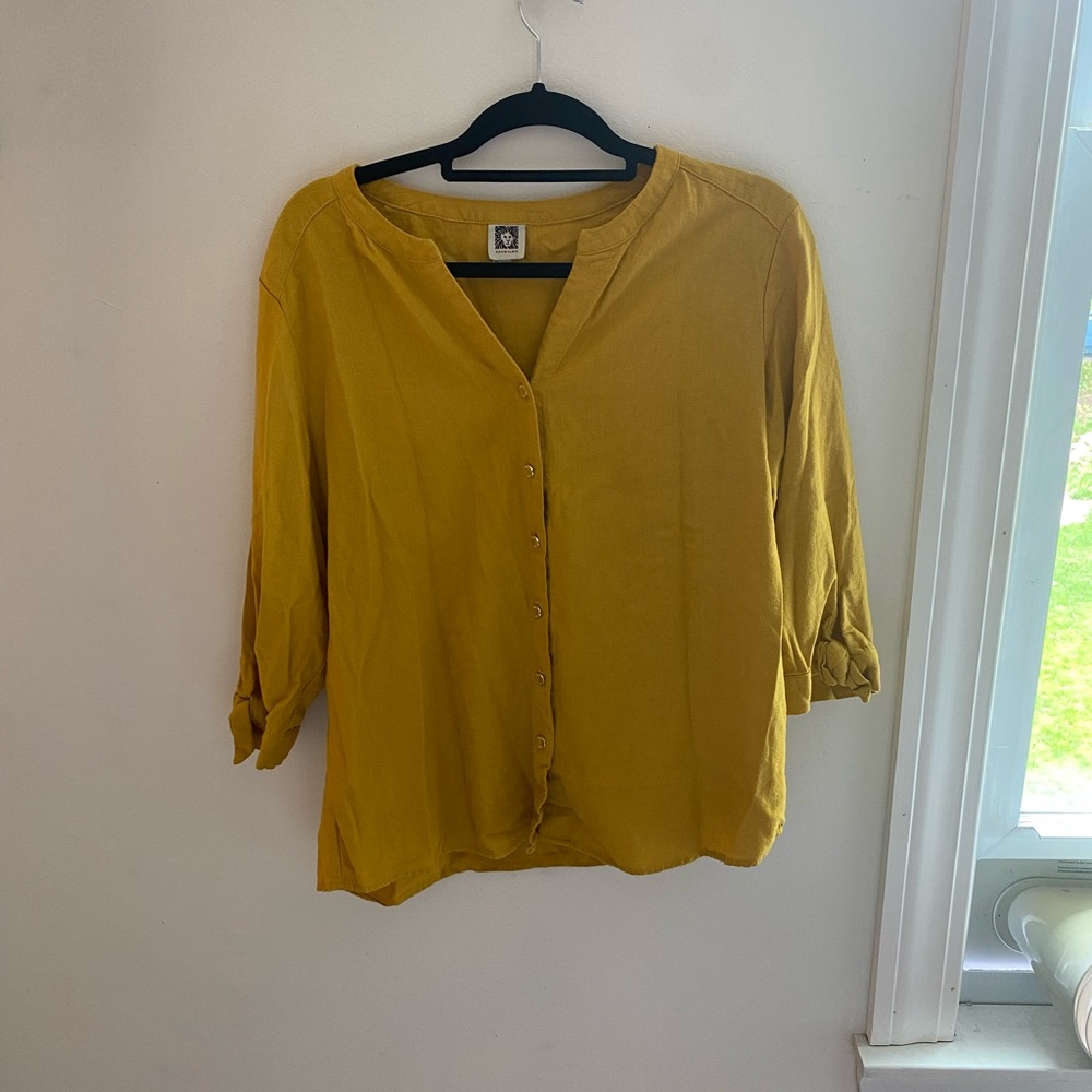 Anne Klein Gold Button Down Top NWOT